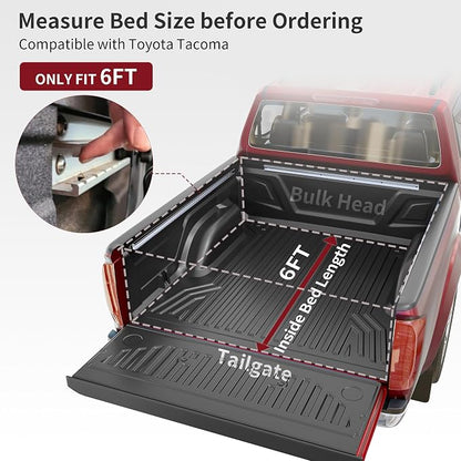 OEDRO Soft Trifold Truck Bed Tonneau Cover Fits for Toyota Tacoma 2005-2015, 6ft Bed with Track Rail System