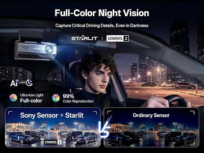 True 4K+2.5K Dash Cam Front and Rear,IMX678 + IMX675 Dual Starvis 2 Sensor,Free 128GB Card & OBD Hardwire Kit,Native 4K HDR Dash Camera for Cars,5.8GHz WiFi 6,STARLIT™ Full Color Night Vision,GPS,ADAS