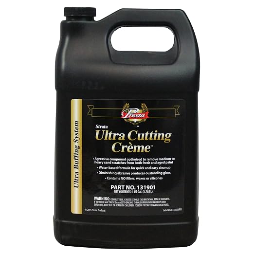 Presta 131901 Ultra Cutting Crème for Removing P1500 Grit, Finer Sand Scratches and Swirls - 1 Gallon