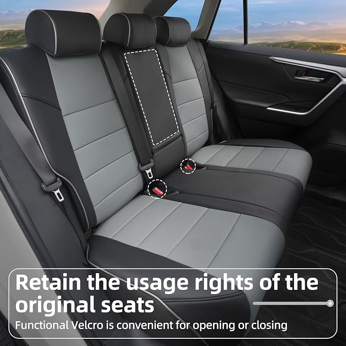 Lolcar Rav4 Seat Covers Custom Fit for Toyota Rav4 2021-2024 Prime SE,XSE & 2019-2025 Hybrid/PHEV SE,XSE, Leather Truck Seat Cover Full Set for SUV,Faux Leather(Black/Gray)
