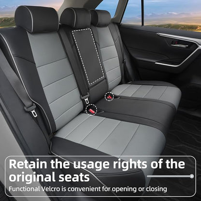 Lolcar Rav4 Seat Covers Custom Fit for Toyota Rav4 2021-2024 Prime SE,XSE & 2019-2025 Hybrid/PHEV SE,XSE, Leather Truck Seat Cover Full Set for SUV,Faux Leather(Black/Gray)