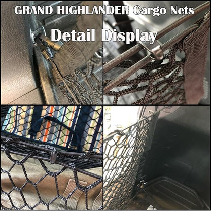 2 Pcs Trunk Organizer Cargo Net Suitable for 2024 2025 2026 Toyota Grand Highlander Hybrid Limited Platinum Nightshade XLE LE,Envelope Style&Rear Trunk Floor Style Cargo Net Car Trunk