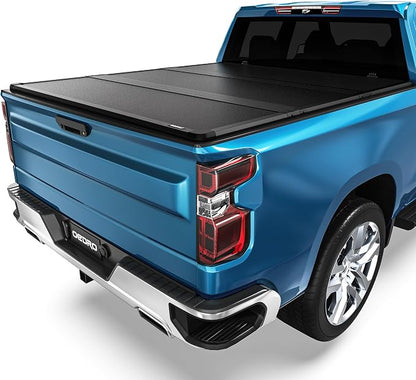 OEDRO FRP Hard Tri-fold Tonneau Cover Fold Truck Bed Covers Fits for Chevy Silverado/GMC Sierra 1500 2014-2018 New Body Style with 6.6 Feet Bed w/o Multi-Flex Tailgate