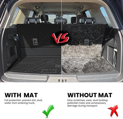 LASFIT Cargo Mat for Ford Expedition Standard&Lincoln Navigator Standard 2018-2024 Backrest Liner, Custom Fit All Weather Protector Split Design Easy Installation Trunk with Seatback Mat,4 pcs Black