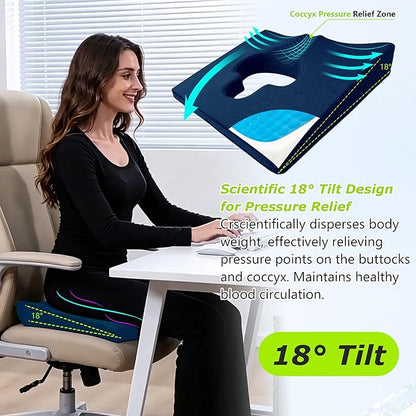 Gel Wheelchair Seat Cushion,Bed Sore Cushions for Butt,Gel Cushion for Pressure Relief,Donut Pillow for Tailbone Pain Relief,Sciatica,Coccyx,hemorrhoid Pillow,Cushion for Office Chair(Blue)