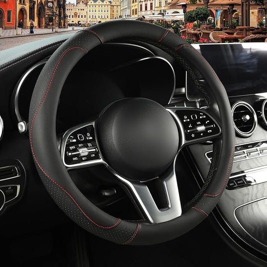 Automative Car Steering Wheel Cover 15 inch Comfort Durability Safety Anti-Slip,Black
