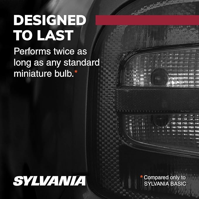 SYLVANIA - 7443 Long Life Miniature - Bulb, Ideal for Daytime Running Lights (DRL) and Back-Up/Reverse Lights (Contains 2 Bulbs)