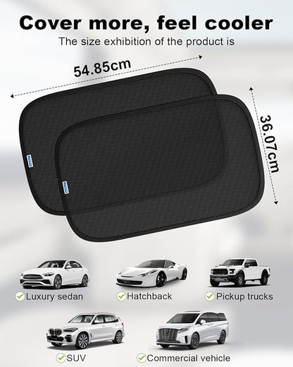Car Window Shades for Baby【8 Suction Cups & Static Cling】 2 Pack-21"x14" Side Window Cover for Child,Certified Sunshades for Kids to Block 99.9% UVR, Sun Shade Universal Fit Most of Cars