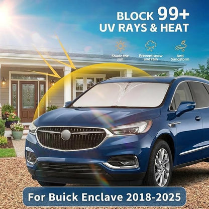 for Buick Enclave Windshield Sun Shade 2018-2023 2024 2025, Custom Fit Front Window Sunshade, Foldable UV Ray Blocker, Car Accessories Sun Visor for Enclave