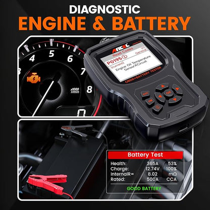 ANCEL AD530 PRO OBD2 Scanner and Battery Tester for Mechanics & Drivers | Check Engine Light, Battery Health Test, Cranking & Charging Test, Live Data Diagnostics Tool for 1996+ Cars & Motorcycles
