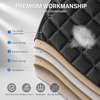 Car Seat Covers Compatible with Hyundai Elantra 2017-2025 2026 Waterproof & Breathable Luxury Leather All-Weather Seat Cushions Protectors,Airbag Compatible,Only 2 Front seat Covers (Redline)