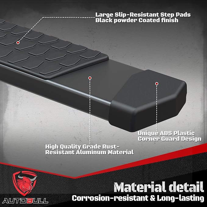 6 Inches Double & Extd Cab Running Boards Side Steps Compatible with 2019-2026 Chevy Silverado/GMC Sierra 1500 (Excl 19 Ld/Lt), 2020-2026 2500HD 3500HD, Black Textured Aluminum Nerf Bars