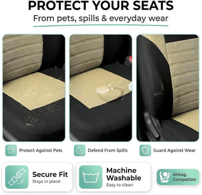 FH Group Automotive Car Seat Covers Front Set Premium 3D Air Mesh Front Seat Covers, Airbag Compatible Universal Fit Interior Accessories for Cars Trucks and SUVs - Beige