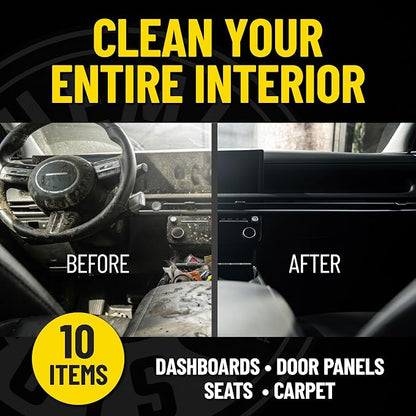Chemical Guys Interior Cleaning Kit with Storage Bag Total Interior Cleaner Microfiber Towels Detailing Brushes and Sticky Gel Giftable Car Care Set - 10 Items