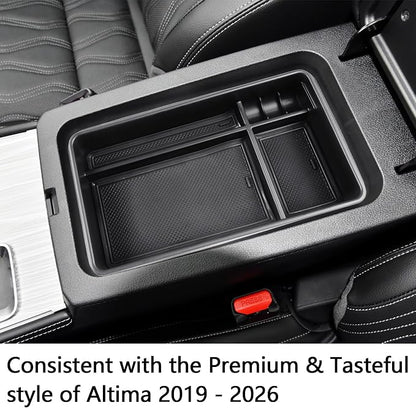 EDBETOS Altima Center Console Organizer Compatible with 2019-2023 2024 2025 2026 Nissan Altima Accessories S/SV/SR/SL/Platinum, ABS Plastic Armrest Box Insert Tray Armrest Storage Box, Black