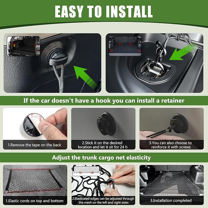 Trunk Cargo Net for 2010-2024 Toyota 4Runner 2 Row Model Only, Trunk Organizer Luggage Mesh Net Anti-Slip Rear Cargo Netting for 4 Runner SUV Accessories(Envelope Style+Floor Style)