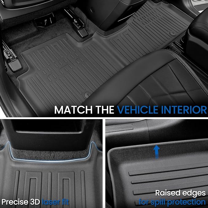 Floor Mats Set for 2027 Kia Telluride 7&8 Seats Gas Only, All Weather TPE Floor Liners Backrest Mat Trunk Mat Cargo Liner Accessories