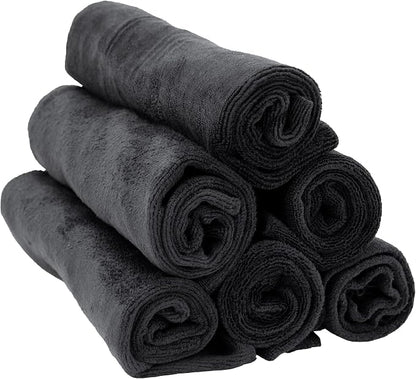 PROJE' Premium Car Care - Polishing Towel - Tagless 400 GSM Microfiber Towel - Scratch-Free & Lint Free - Finishing, Buffing, Drying Microfiber Cloth - 16in x 16in - Pack of 6 - Black