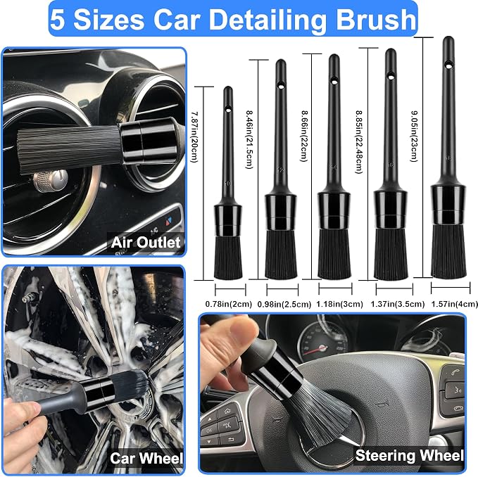 29Pcs Car Detailing Brush Set, Car Detailing Kit, Auto Detail Supplies Tools With Wheel Drill Brush Set, Car Cleaning Kit, Car Polishing Kit, Car Wash Kit for Tires, Wheels, Interior & Exterior