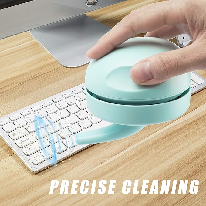 Desktop Vacuum Cleaner USB Charging with Vacuum Nozzle Cleaning Brush, Detachable Design & Portable Mini Table Dust Vaccum Cleaner, Clean Dust, Crumbs, Piano, Computer, Car Etc(Light Green)