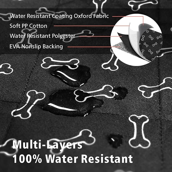 F-color SUV Cargo Liner for Dogs, Water Resistant Pet Cargo Cover Dog Seat Cover Mat for SUVs Sedans Vans with Bumper Flap Protector, Non-Slip, Large Size Universal Fit, Bone