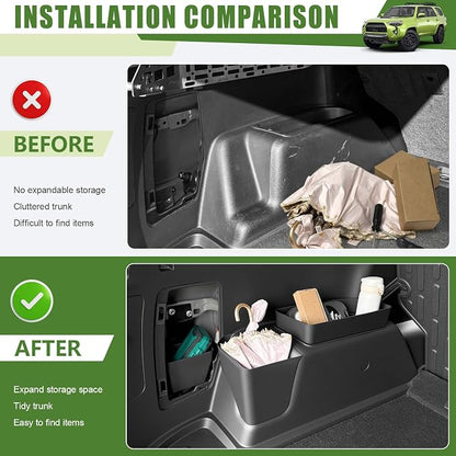 Trunk Organizer for 2010-2024 Toyota 4Runner 5-Seat 2nd Row(NOT Fit 7-Seat 3rd Row), Rear Trunk Storage Box Bin Cargo Tray for 10-24 4 Runner Interior Accessories(4Pcs Trunk Organizer)
