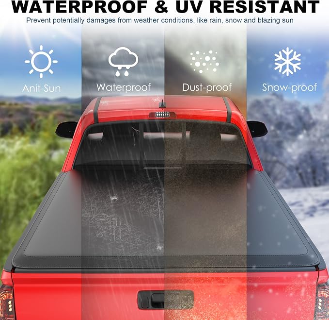 MOSTPLUS 5FT Roll-Up Soft Vinyl Truck Bed Tonneau Cover Compatible with 2005-2015 Toyota Tacoma Extra Short Model On Top Fleetside Cargo Bed 60Inch
