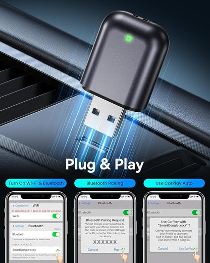Burnt Sugar Wireless Carplay Adapter for iPhone 2026 Upgraded, Ultra-Mini USB for Apple Car Play Convert Wired to Wireless, Stable Low-Lag GPS Plug & Play for iOS 10+ & Cars from 2016+ (Bright Gray)