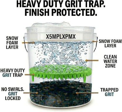 10.4" Heavy Duty Car Wash Bucket Insert (2-Pack) & Wash Mitt Kit - 10.6 oz Detailing Dirt Separator & Grit Trap, Scratch-Free Auto Wash, Fits 3.5 to 5 Gallon Buckets (Green Kit)
