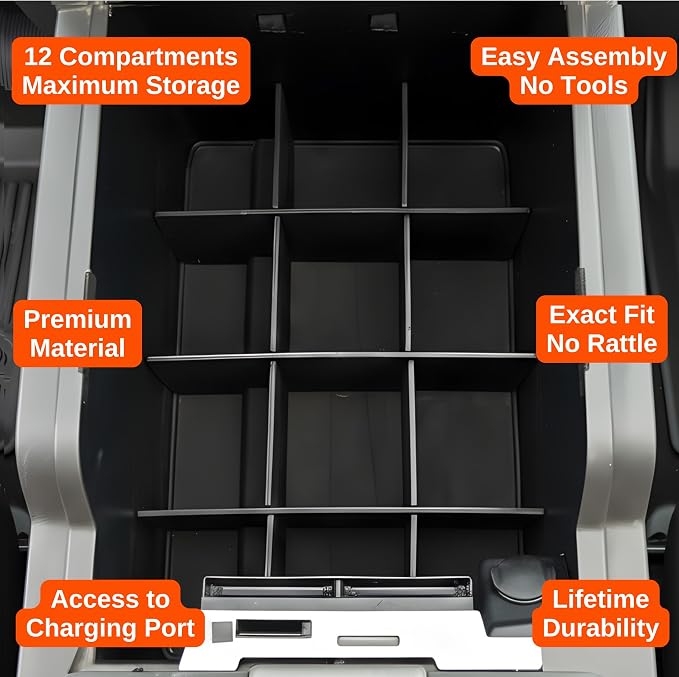 Vehicle OCD - Center Console Organizer for Ford F250 / F350 SuperDuty (2011-2016) (Full Console w/Bucket Seats ONLY) - Made in USA - SLX120