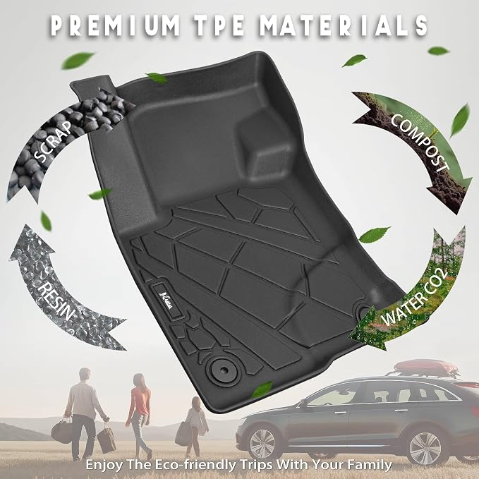 KARPAL Floor Mats for 2020-2025 2026 Ford Escape (NOT Fit Hybrid), Custom Fit TPE All Weather Ford Escape Accessories 1st & 2nd Row Floor Liner & Cargo Liner