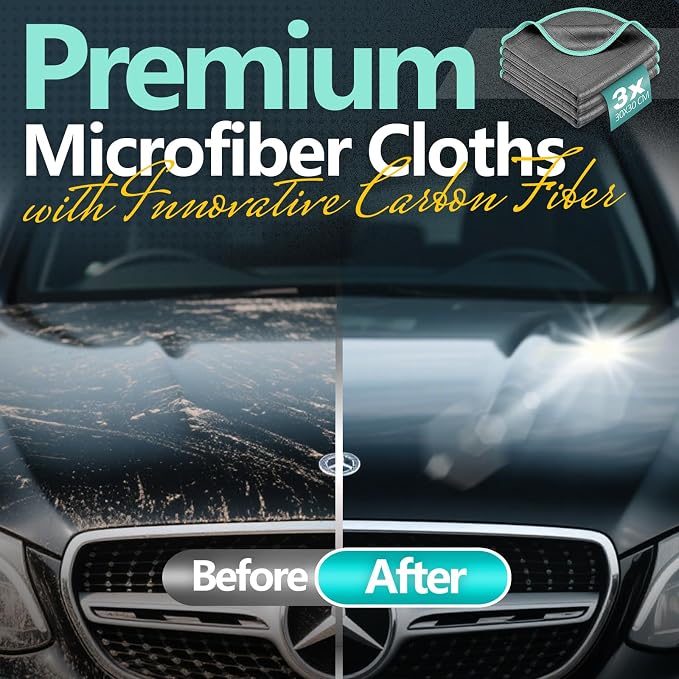 Airlab Microfiber Cleaning Cloth for Glass Cleaner Window Polishing Car Auto Detailing Lint Free Drying Dishes Kitchen Bathroom Magic Cleaning Cloths, Pack of 3, 12" x 12", Grey-Green