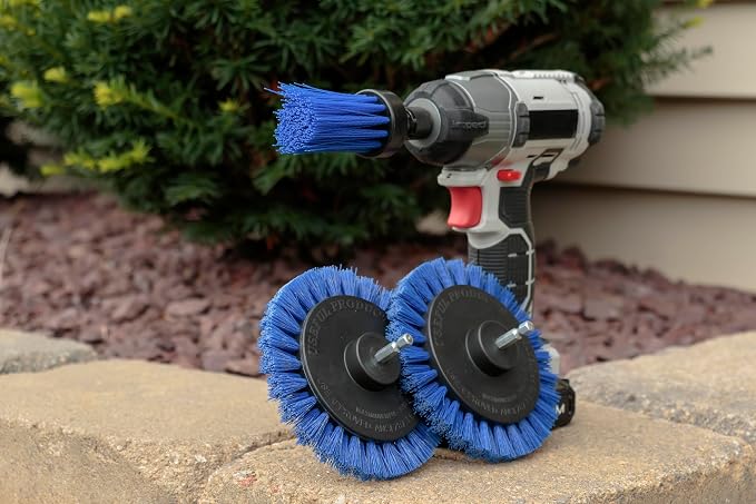 Drillbrush Boat Detailing Kit for Cordless Drill - Power Swimming Pool Tile Cleaner Brush Set - Crevice Cleaning Brush for Electric Drill - Small Power Scrubber for Grout - Spin Scrubber Attachment