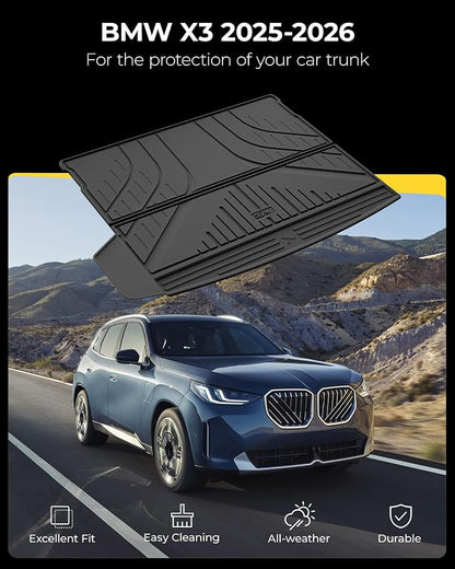 3W Cargo Liner for BMW X3 G45 2025 2026, BMW X3 Accessories Custom Fit TPE All Weather Car Trunk Mat for 30/M50 xDrive