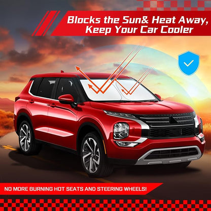 ARISMOTOR Windshield Sun Shade for Mitsubishi Outlander 2022-2025 2026, Custom Fit Foldable Front Window Sunshade Sun Visor Protector, Block UV Rays Keep Your Car Cooler