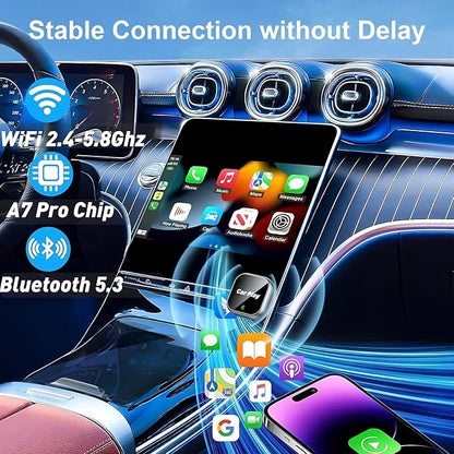 Wireless Carplay Adapter for iPhone Apple, 2026 Mini CarPlay Dongle, Plug & Play, No Delay, Convert Wired to Wireless Bluetooth Apple Carplay, with USB&USB-C, for iOS 10+ and 2016+ Cars