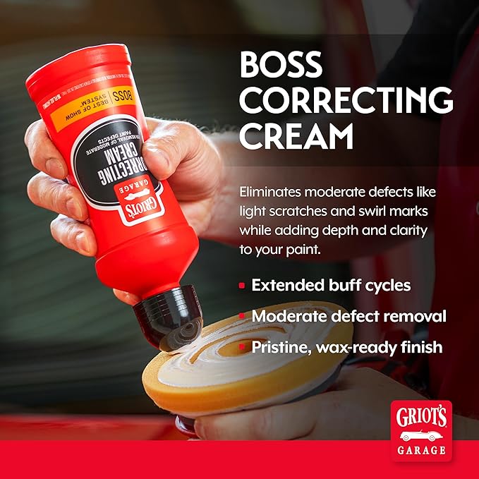 Griot's Garage BOSS Correcting Cream for Car Polishing and Detailing, Swirl, Scratch Remover for Vehicles, 16oz