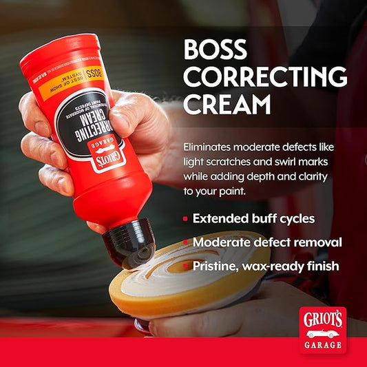 Griot's Garage BOSS Correcting Cream for Car Polishing and Detailing, Swirl, Scratch Remover for Vehicles, 16oz