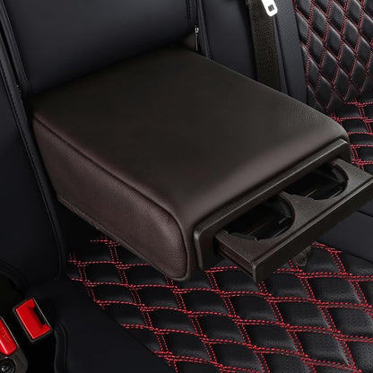 Huidasource F150 Rear Seat Covers, Split Back Leather Seat Cushion Cover Fit for 2015-2025 Ford F150 SuperCrew & 2017-2025 F250 F350 F450 Super Duty Crew Cab Pickup Truck (Back Row/Black&Red)