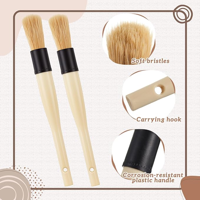 Patelai 2 Pack of Parts Cleaning Brush Home and Auto Use Parts Cleaner for Cleaning Auto Engine, Small Motors, Car Detailing, Wheels, Boats, Air Vents, Machinery (Beige)