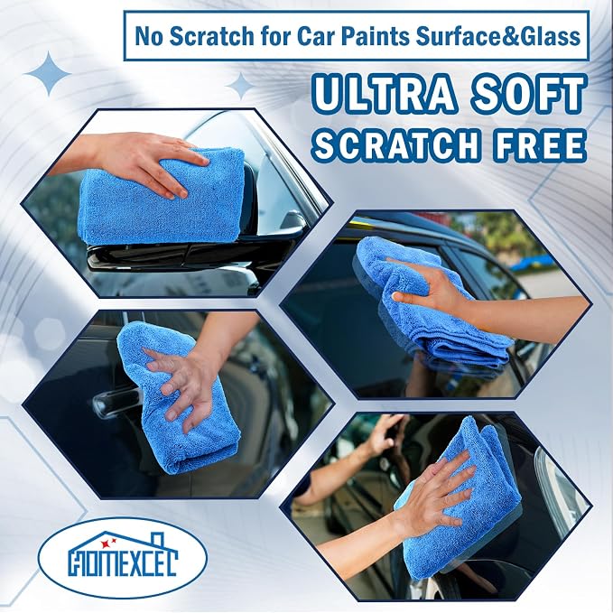 HOMEXCEL Car Drying Towels, 2 Pack Professional Microfiber Towels for Cars, Scratch-Free, Highly Absorbent Drying Towel for Cars, SUVs, RVs, Trucks, and Boats, 31 x 24 inch, Blue