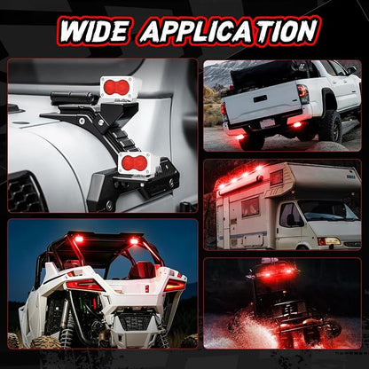 Red LED Pod Lights 3 Inch 2PCS Auxiliary Rear Fog Light Cube Off Road Backup Driving Light Bar Red Hunting Fishing Emergency Safety Signal Work Lights for Truck UTV Pickup Boat
