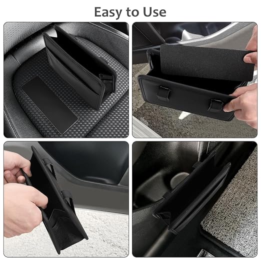Accmor Collapsible Car Trash Can, Leather Vehicle Garbage Organizer Bin Holder with One Roll Trash Bag, Foldable Hanging Mini Cars Storage Bag Container for Auto, SUV (Black)