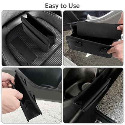 Accmor Collapsible Car Trash Can, Leather Vehicle Garbage Organizer Bin Holder with One Roll Trash Bag, Foldable Hanging Mini Cars Storage Bag Container for Auto, SUV (Black)