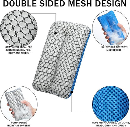 SiliFine Two Sided Bug and Tar Sponge Microfiber Bug Scrubber Car Sponge for Washing Soft Mesh, Scratch Free for Car, Truck, SUV, RV, Boat, and Motorcycle(10 Pcs)