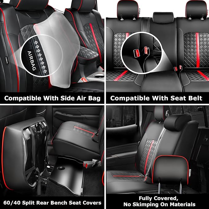 Carlimeki Tacoma Seat Covers Custom Fit for 2005 2006 2007 2008 2009 2010 2011 2012 2013 2014 2015 Crew Cab 2nd Gen Tacoma Base, PreRunner, TRD Pro - Center Console Armrest Covers - Fully Covered