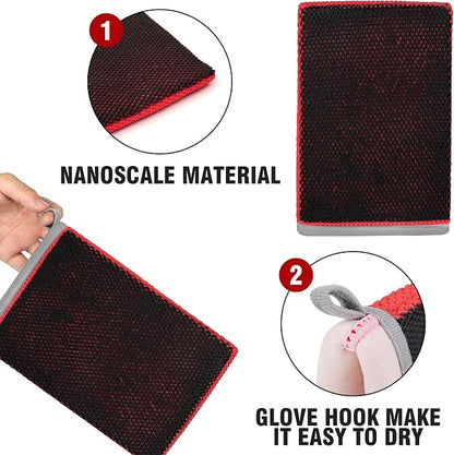 Tidy Monster 2 Pack Clay Bar Mitt for Car Detailing, Medium Grade Auto Magic Clay Towel, Scratch-Free and Paint Safe, for Cleaning Polishing Detailing Cars Paint, Glass, Wheels (Red)