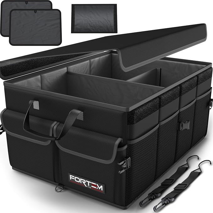 FORTEM Trunk Organizer For SUV Car Trunk Organizer, Foldable Storage, Car Accessories for Women Men, Collapsible Bag, 600D Oxford, Non Slip Bottom, Straps, Soft Cover (65L)