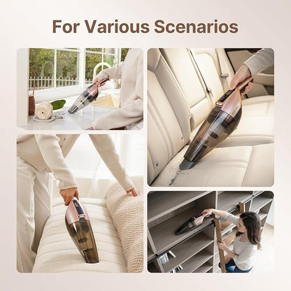 Shop-Vac S1 12V Handheld Vacuum Cordless, Dual-Speed Powerful Portable Car Vacuum Rechargeable, Wall-Mounted Lightweight Hand Vacuum for Home & Car, LED Illumination, HEPA Filter, Champagne Gold