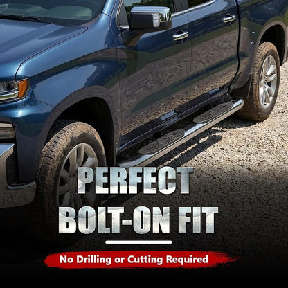 4 Inch Curved Running Boards Stainless Steel Nerf Bars Side Steps Compatible with 2005-2023 Toyota Tacoma Crew Cab, No-Cut, No Drilling, Bolt on Installation